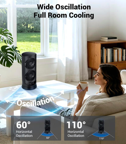 Tower Fan for Bedroom,24 ft/s Portable Desk Table Fan with Remote