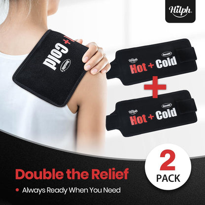 Hilph Ice Packs for Injuries 2 Pack, Hot Cold Gel Therapy Wrap with Strap