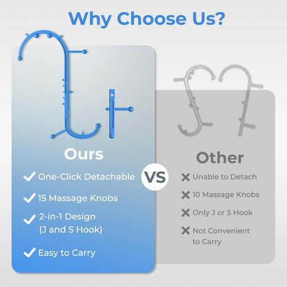 Detachable Trigger Point Massage Tool for Body Muscle Pain Relief | Button-Release Design, S/C, Massage Hook for Back, Neck & Shoulder, Pressure Point Therapy Tool for Deep Tissue Relief