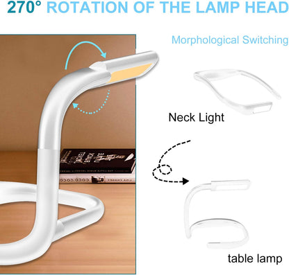LED Neck Reading Light for Books: 3 Color Adjustable Bendable Arms Black