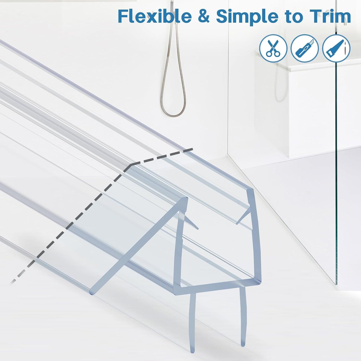 Shower Door Bottom Seal Strip, 2PCS Seal Strip, Ultra Clear PVC, 36" Length, Fits 6mm Thick Glass, Prevents Leaks, Easy Installation, No Adhesive Required (Ultra Clear, 36in for 1/4"(6mm) Door)