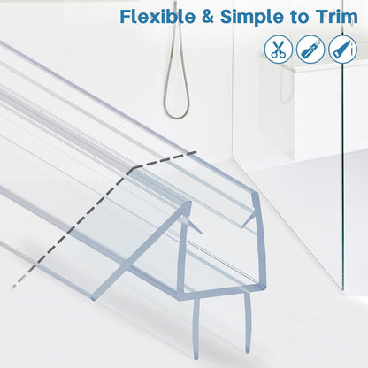 Shower Door Bottom Seal Strip, 2PCS Seal Strip, Ultra Clear PVC, 36" Length, Fits 6mm Thick Glass, Prevents Leaks, Easy Installation, No Adhesive Required (Ultra Clear, 36in for 1/4"(6mm) Door)