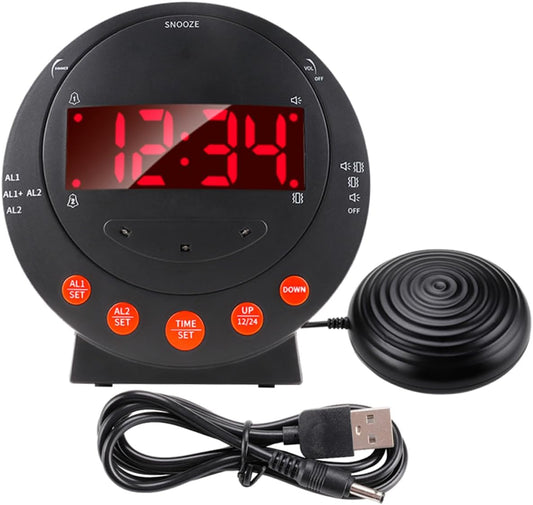 Happyyami Vibrating Bed with Shaker Alarm Clock for Heavy Sleepers