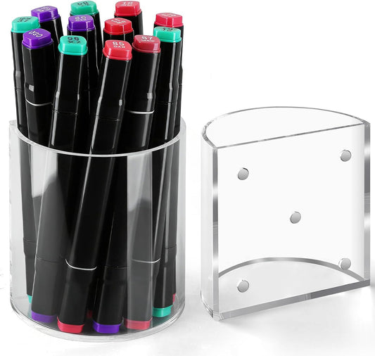 2Pack Magnetic Pen Holder, Magnetic Dry Erase Marker Holder Whiteboard Acrylic Marker Holder for Refrigerator, Office, Classroom, Pencil Cup, Pen Caddy, Classroom Organization