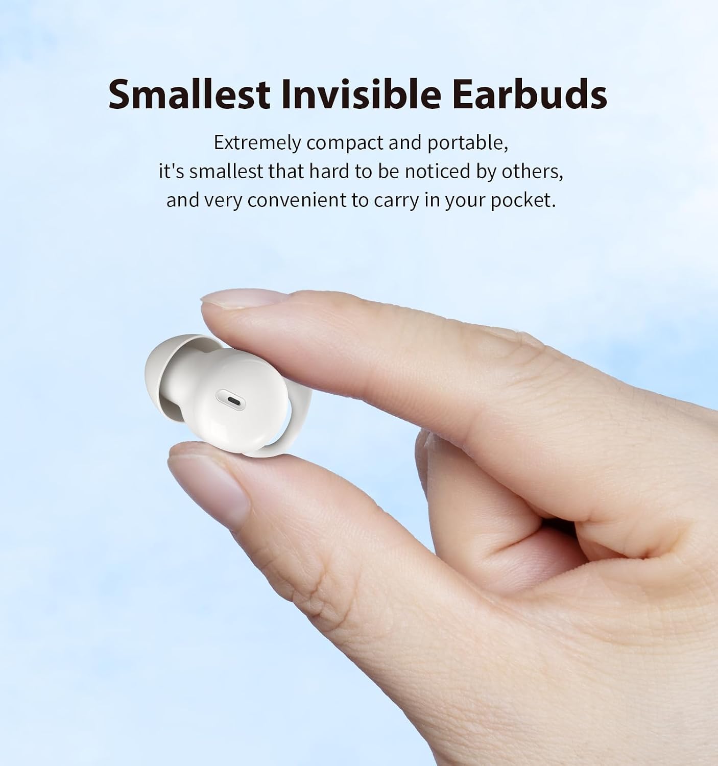 Invisible Sleep Headphones,Sleep Earbuds for Side Sleepers,Small Comfortable Fit Noise Blocking Sleep Earbuds,Bluetooth 5.3 Wireless Earphones, in-Ear Ear Buds for Sleeping - Beige
