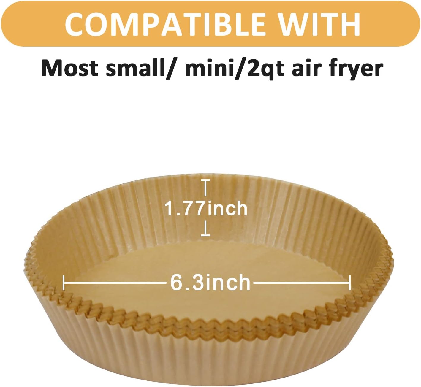 100Pcs Mini Air Fryer Paper Liners Disposable Baking for 2qt Air Fryer | Non-Stick Food Grade Airfryer Sheet Parchment Paper for Ninja AF080 Mini, COSORI 2.1, Instant Vortex 2-QT, CHEFMAN Small