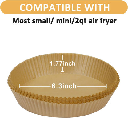 100Pcs Mini Air Fryer Paper Liners Disposable Baking for 2qt Air Fryer | Non-Stick Food Grade Airfryer Sheet Parchment Paper for Ninja AF080 Mini, COSORI 2.1, Instant Vortex 2-QT, CHEFMAN Small