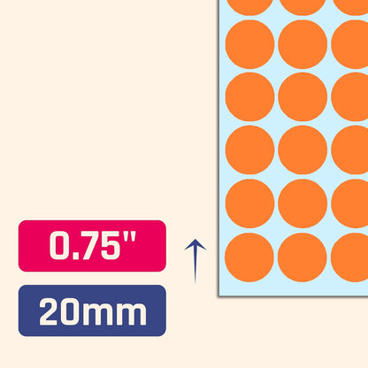 2000 Pack, 3/4" Round Colored Dot Stickers Labels - 10 Colors