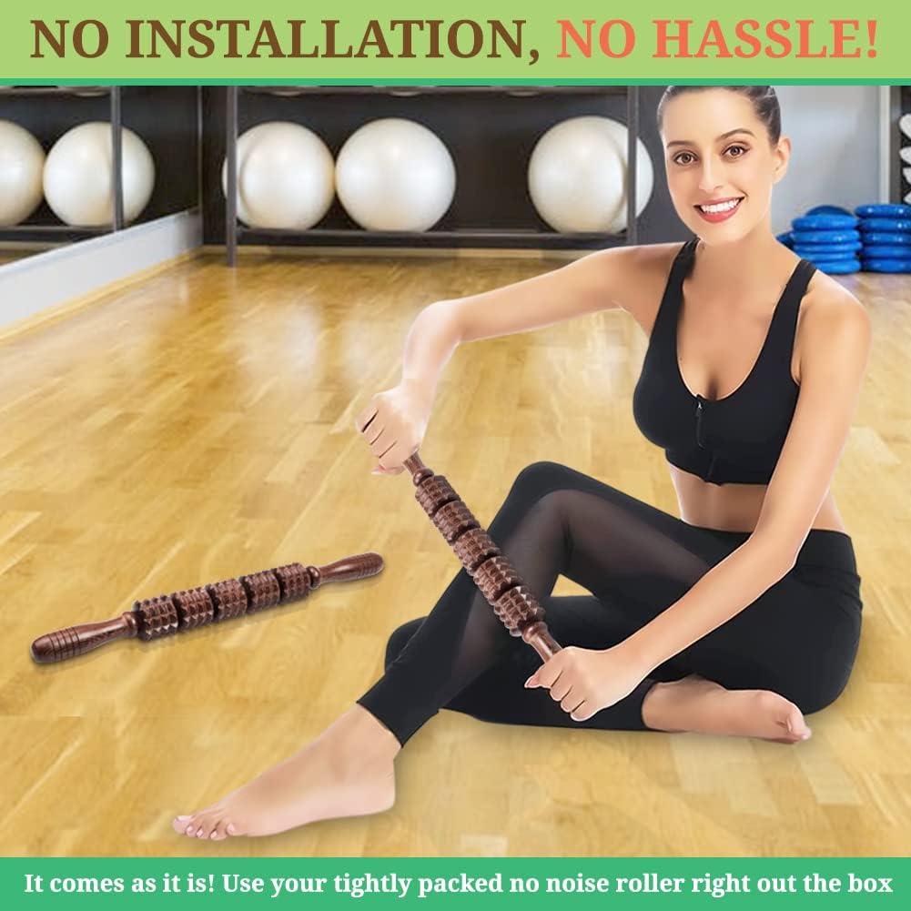 Wooden Cellulite Massager Roller, Wood Therapy Tools for Body Sculpting Handheld Stick Relax Stiff Muscle Massaging Trigger Points Release Lymphatic Muscle Deep Tissue (Model B)