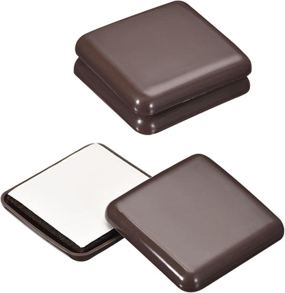 uxcell Furniture Sliders, 8Pcs 2" - Plastic Self-Adhesive Square Sliding Pads, Chair Glides for Carpeted Tile Vinyl Hardwood Floors (Brown)