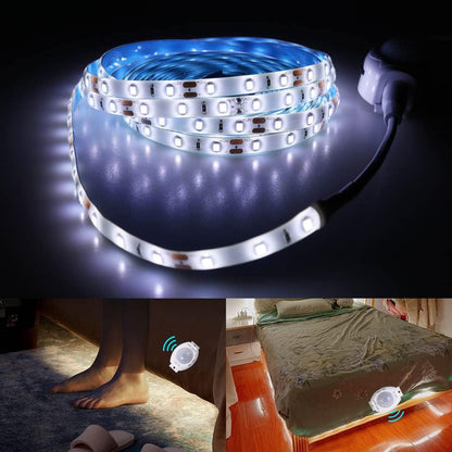 16.4ft (5m) Motion Activated LED Strip Lights, Warm White 12v Plug-in LED Rope Lights Waterproof for Under Cabinet,Kitchen,Stair