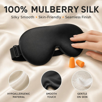 Cooling Sleep Mask with Mulberry Silk Surface & Removable Gel Pack