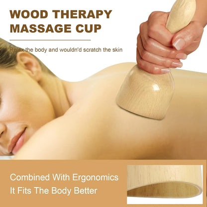 Wood Therapy Massage Tools Professional Maderoterapia Kit Body Sculpting Tools for Lymphatic Drainage and Anti-Cellulite.Wood Massager Roller Rpoe for Back and Muscle Pain Relief (5pcs)