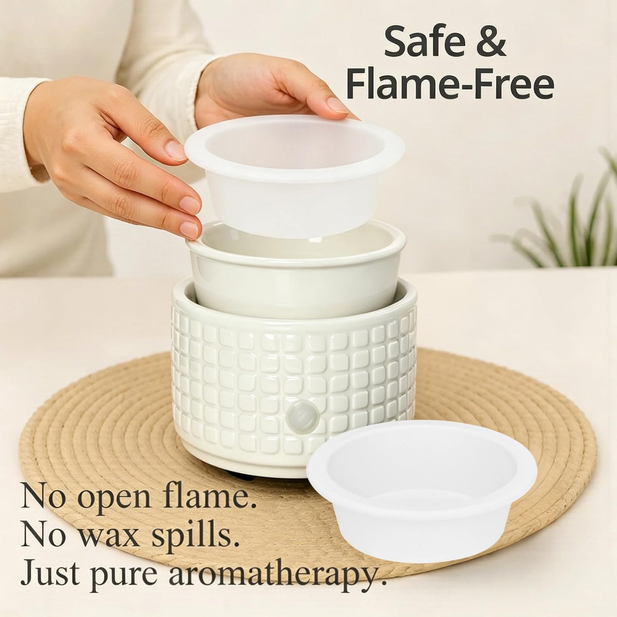 ASAWASA 2PCS Smart Candle Warmer for Large Jar, Coffee Mug Warmers, with Gravity Switch Auto Shut-On/Off, Safely and evenly Release The Aroma, Keep The Drink Warmth, Best Ideals Valentines Day Gifts