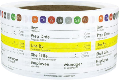 Universal Food Rotation Dissolvable Labels for Food Storage Use by Shelf Life Preparation 2 x 2 Inch, 500 Adhesive Stickers for Organization, Food Rotation, Meal Prep Stickers Dissolve in Water
