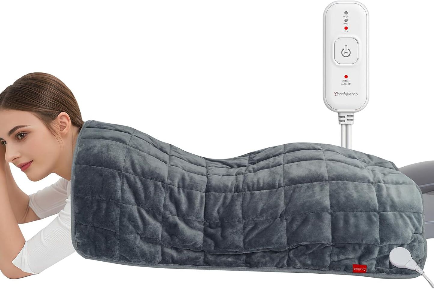 Comfytemp Weighted Large Heating Pad 17"×33" for Back & Period, FSA Eligible Far Infrared Electric Heat Pad, Fathers Day Gift for Dad Men, HSA King Size Heated Pad with Evenly Filling Ceramic Bead