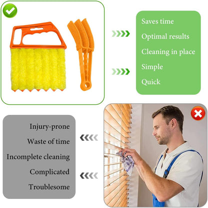 DXNQ 2 PCS Blind Cleaner Duster Tool, Window Venetian Hand-held 7 Finger Dusting Cleaner Brush, Blinds Cleaning Brush Tool for Window Shutters Air Conditioner, Car Accessories (Blue+Green)