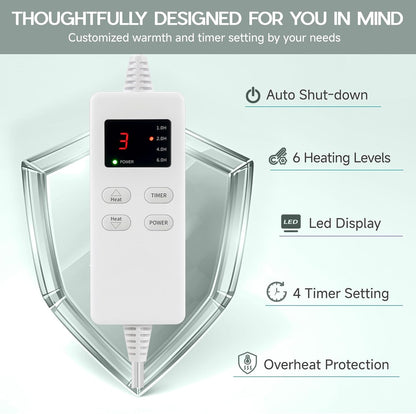 Heating Pad for Period Cramps, Heating Pad for Back/Neck/Shoulder Muscle Pain, 6 Heating&4 Timer Setting, Auto Shut Off, Dry/Moist Heat & Machine Washable, Gray Birthday Christmas Gifts for Women Mom