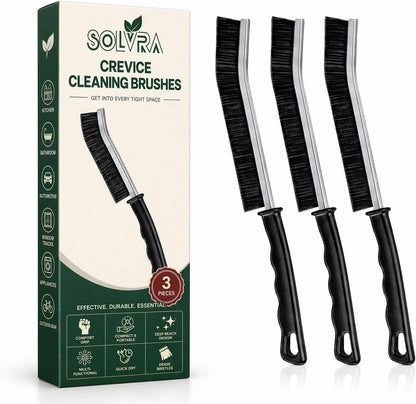Crevice Cleaning Brush Set – 3Pcs Hard Bristle Cleaning Tools for Grout, Tile Floors, Gaps & Narrow Spaces – Small Grout Scrub Brush for Cleaning Bathroom, Shower, Window Tracks, Kitchen | Grout Scrub Brush for Tile Floors, Bathroom, Shower, Window