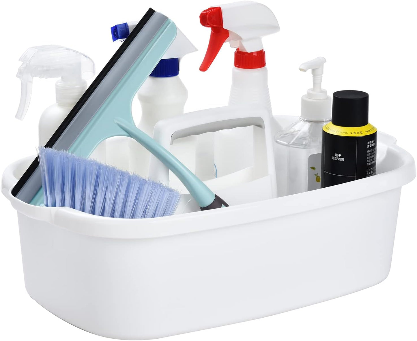 Haundry Large Cleaning Caddy with Handle, Cleaning Tool Storage Basket Organizer, Sturdy Pail Bucket Organizer, Household Bucket for Cleaning Supplies - Clear