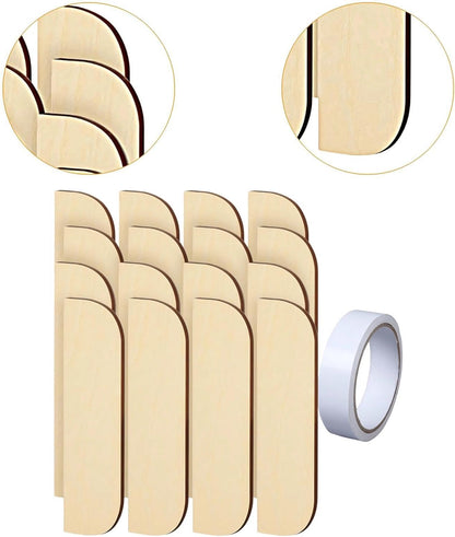 8 Pieces Hinge Repair Wooden Plate Door Hole Cover Plate Wooden Hinge Filler Wood Repair Kit with Tape Simple Panel Suitable for Cabinet, Square Corner, 8 Piece