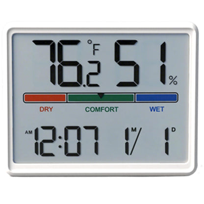 Digital Hygrometer Indoor Thermometer, Clock with Temp & Humidity, Temp Gauge with Comfort Indicator, Wall/Magnetic/Desk Alarm Clock for Bedroom, Baby Room, Office, Kitchen, Garage (Black)