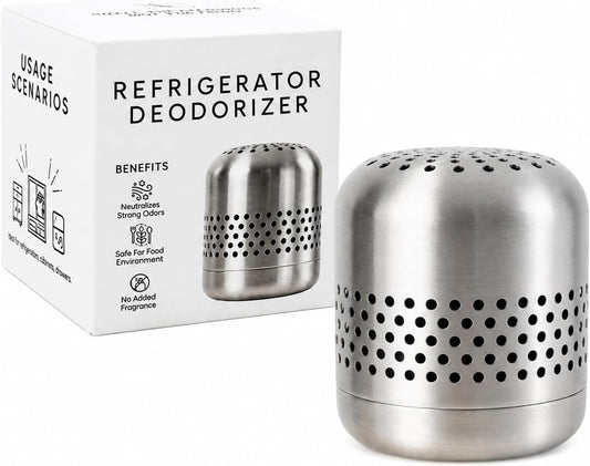 Refrigerator Deodorizer, 10-Year Long Lasting Odor Eliminator for Fridge & Freezer, More Effective Than Baking Soda & Charcoal Bags, Space-Saving Kitchen Gadget for Room, RV, Closet & New Home