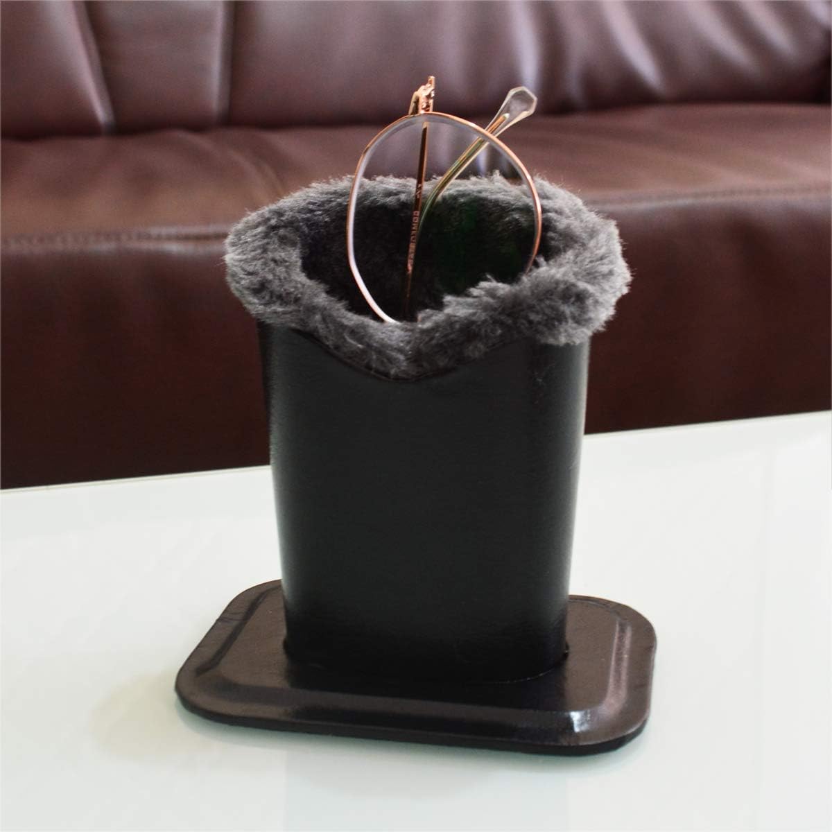 Baitaihem Pack of 2 Plush Lined Eyeglasses Holder Stand Protective Glasses Case For Desks Or Nightstands