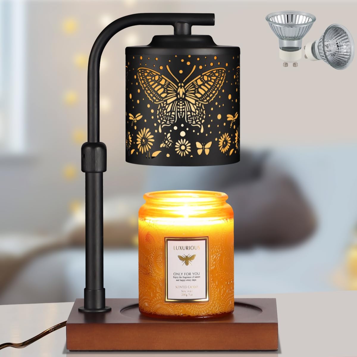 Candle Warmer Lamp Adjustable Height Dimmable for Jar Candles Hummingbird