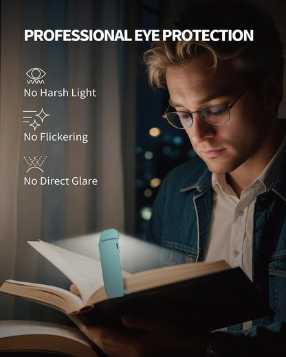 HEMONNKAM Book Reading Light, Rechargeable Clip on Booklight, Eye Caring 3 Color Temperatures & 5 Brightness Levels, Night Use for Bed, Long Lasting, Reading at Night in Bed, Romantic Purple