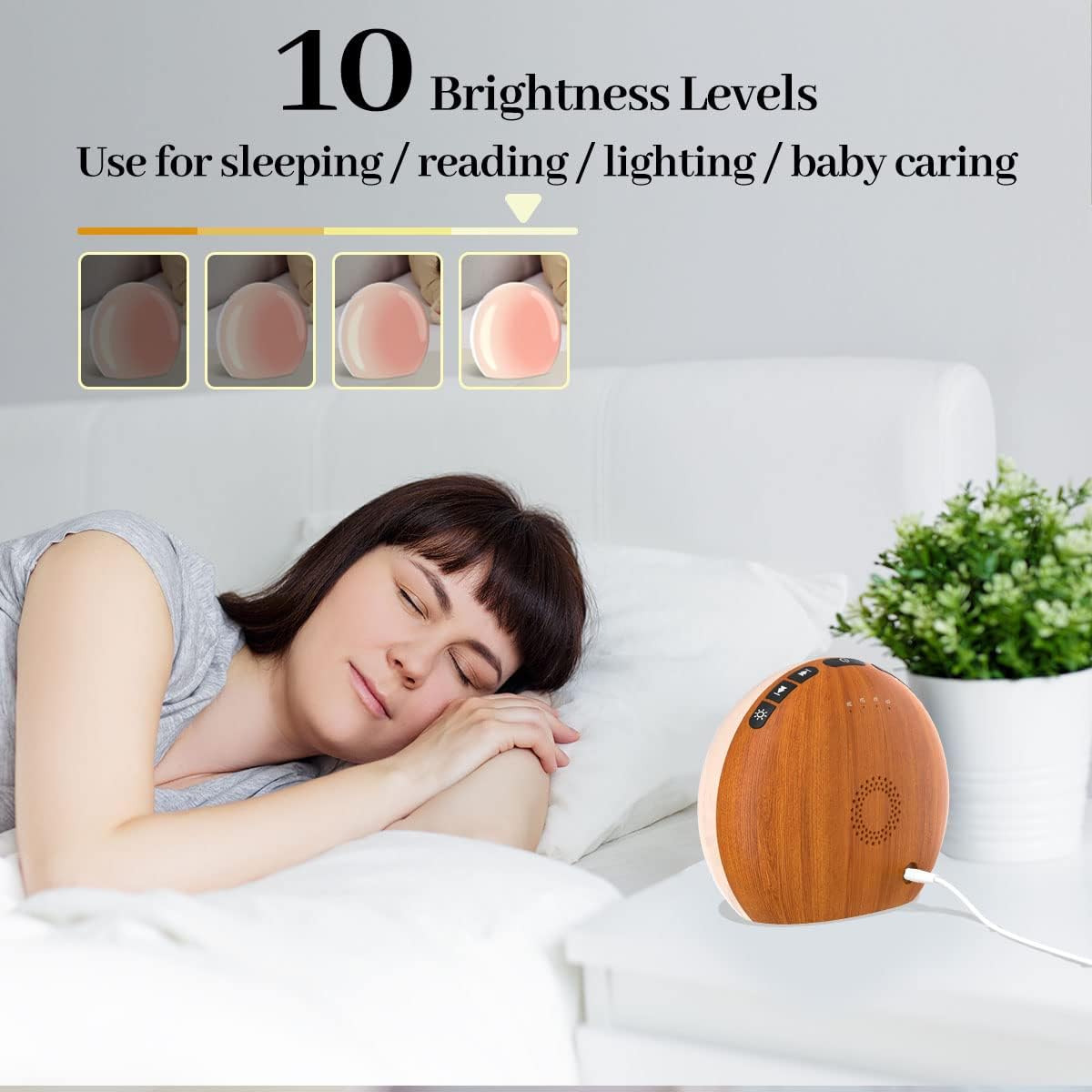 Meditation White Noise Sound Machine with 30 Soothing Sounds 12 Colors Night Light 10 Brightness Levels 32-Level Volume Control 4 Timers and Memory Function Sleep Machine for Baby Kids Adults (White)
