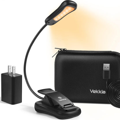 Vekkia Book Light Set with Charger, Clip on Reading Light in Bed