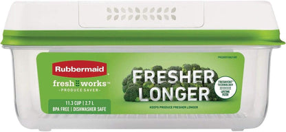 Rubbermaid FreshWorks Saver, Large Short Produce Storage Container, 11.3-Cup, Clear