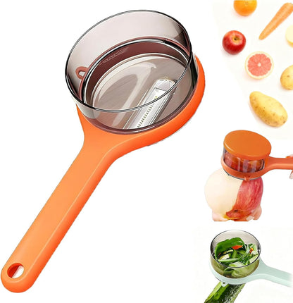 Peeler with Container - New with Box Storage Kitchen Special Fruitpeeler，Vegetable Peeler with Storage Box, Double-Sided Stainless Steel Multi-function Peeler for Home Kitchen (Orange)