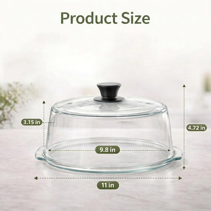 Glass Microwave Splatter Cover With Silicone Mat | Heat-Resistant Borosilicate Glass, Splatter Protection,Anti-Scald Handle,Dual Steam Vents, BPA-Free,Dishwasher Safe