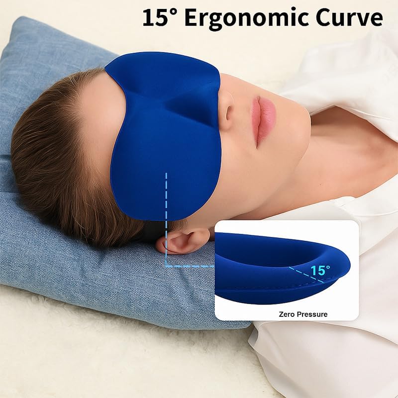 Sleep Mask for Back and Side Sleepers 1 Pack, 3D Light Blocking Eye Mask for Sleeping, Zero Pressure Eye Cover for Women and Men, Lightweight Breathable Night Blindfold Black