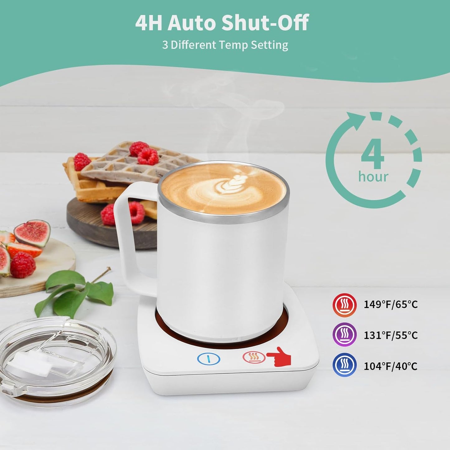 VOBAGA Coffee Mug Warmer, 4 Hours Auto Shut Off Cup Warmer for Office Home Desk with 3 Temperature Settings, Electric Beverage Warmer for Cocoa,Tea, Milk, Soup, for Coffee Gifts, Sky Blue (No Cup)