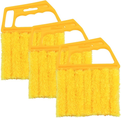 3PCS 6.3 Inch 7-Finger Microfiber Vent Cleaning Brushes, Orange | PP handles, detachable washable cloths, reusable design, reaches narrow grille gaps, automotive cleaning tools