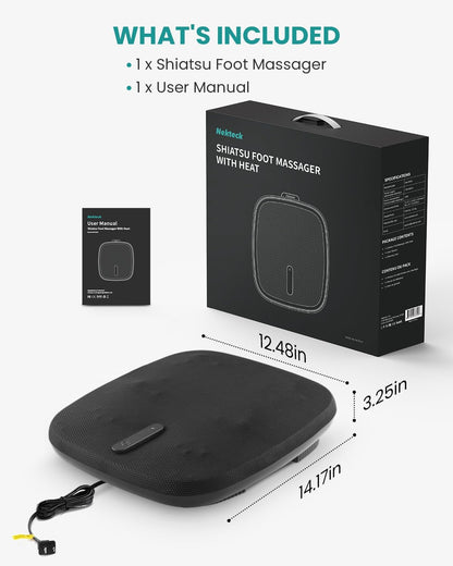 Nekteck Foot Massager with Heat, HSA Eligible FSA Massage Tools Gifts | Shiatsu Heated Electric Kneading Foot Massager Machine for Plantar Fasciitis, Built-in Infrared Heat Function and Power Cord