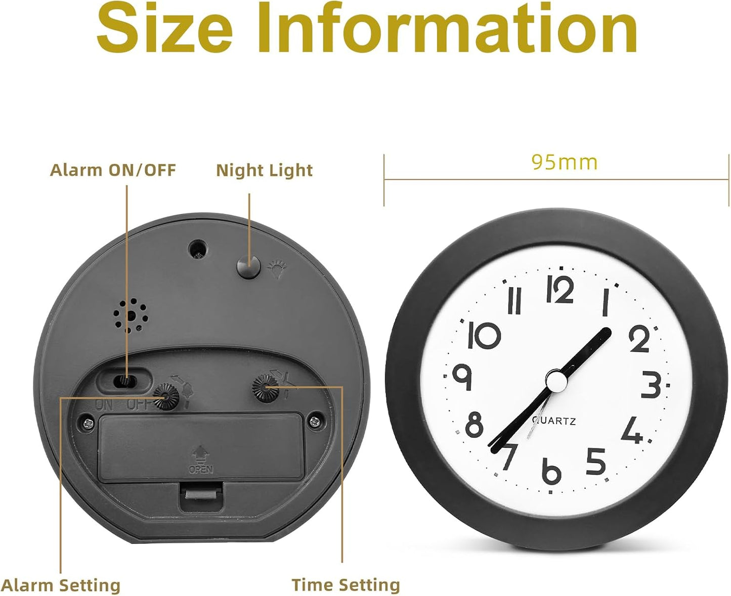 Alarm Clock with Backlight, 4 Inches Cute Analog Round Digital Quartz Clock, Non Ticking, Battery Operated ,Frosted Texture, Simply Design for Living Room, Bedroom ,Bedside, Desk Decorative(Pink)