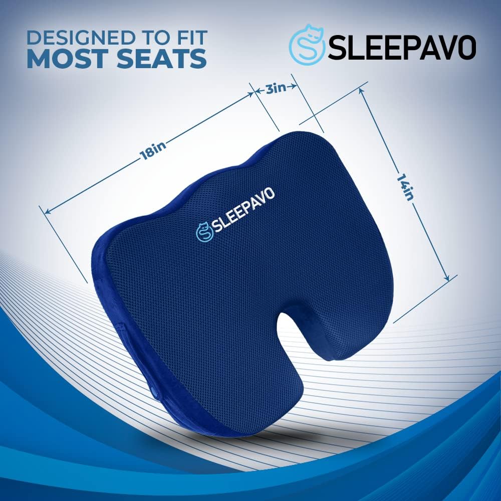 Sleepavo Office Chair Cushion, Seat Cushion for Tailbone Pain Relief Butt