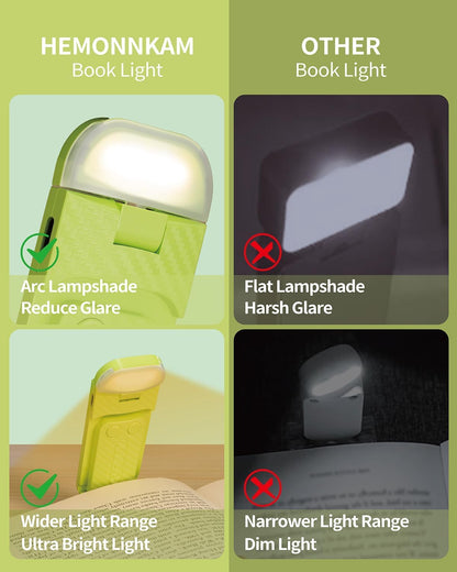HEMONNKAM Book Reading Light, Rechargeable Clip on Booklight, Eye Caring 3 Color Temperatures & 5 Brightness Levels, Night Use for Bed, Long Lasting, Reading at Night in Bed, Romantic Purple