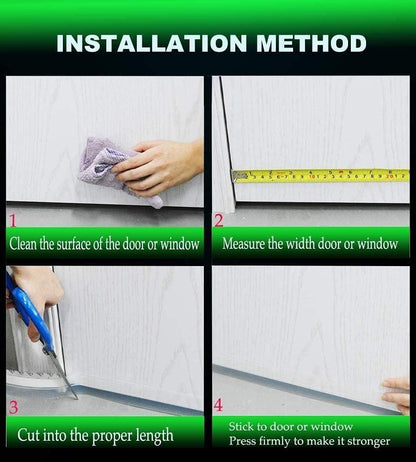 Weather Stripping Door Seal - Updated 1.4in Door Draft Stopper | Silicone Seal Strip for House and Glass Shower Doors for Windows Gaps of Collision and Side, Window Insulation for Winter