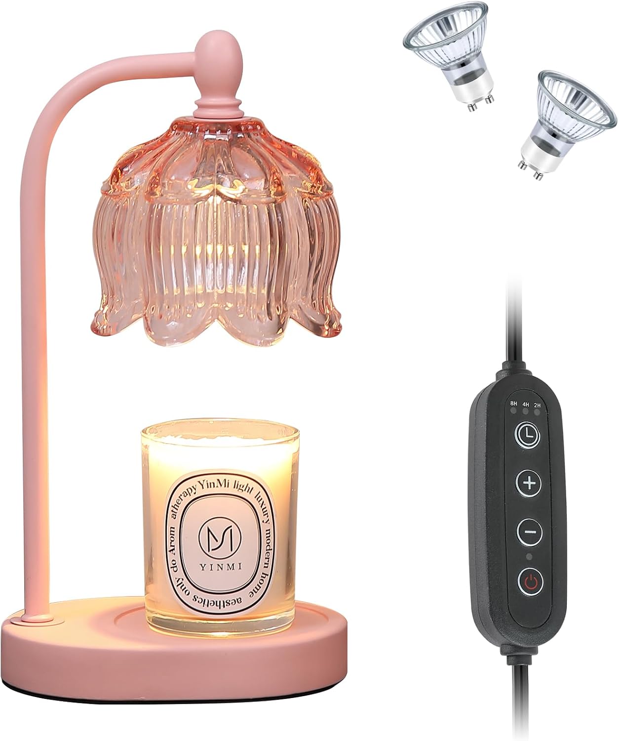 Candle Warmer Lamp with Timer and Dimmer,Electric Gold Light Gifts for Women Melt Wax Warmer Lamp with 2 Bulbs for Candle Jars House Warming New Home Decor Bedroom