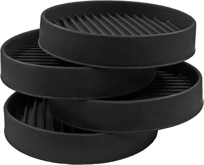 Bonsicoky 8 Pcs 2 Inch Round Rubber Furniture Caster Cups | Non Slip, Anti-Sliding Floor Grip, For Couch Chair Feet, Black