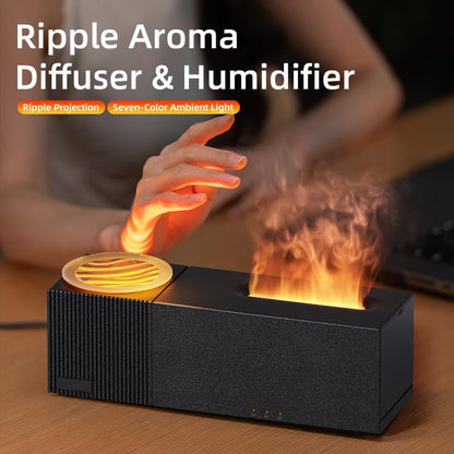 Colorful Flame Air Aroma Diffuser Humidifier, Upgraded 7 Flame Colors Noiseless Essential Oil Diffuser for Home,Office,Yoga with Auto-Off Protection 180mL (8Hours Black)