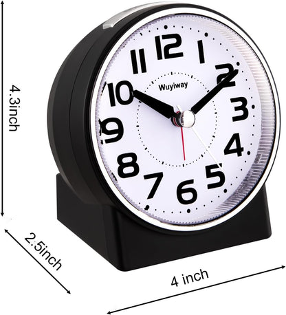 4.3" No Ticking Analog Alarm Clock,Silent Readable for Seniors,Easy to Set,Gradual Rise Alarm,Big Numbers,On/Off Switch on Side,Gentle Wake,Snooze Soft Backlight,Battery Operated