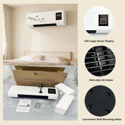 Multifuntional 2 in 1 Wall Mounted Heating System for Bathroom Office Rv Garage, Cooling and Heating Mini Air Conditioner Fan, Quiet 110v Smart Ac Fan Heater Yellow 21.26inx4.92inx7.87in
