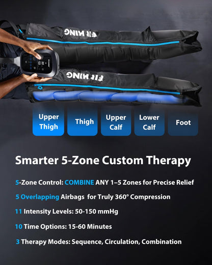 FIT KING Pro Leg Massager Athlete Compression Recovery Boots Cordless M | FSA-HSA, Professional Leg Compression, Air Compression Boots, Fast Recovery & Boost Circulation, Rechargeable, 5-Zone Control