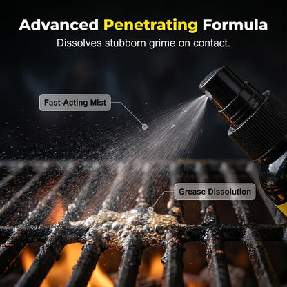 Grill Cleansing Spray, BBQ Cleaner Multi Purpose Kitchen Degreaser, Oven Stove Air Fryer Cleaning Fluid for Stubborn Burnt Grease Stains Indoor Outdoor Home Cooking Surfaces